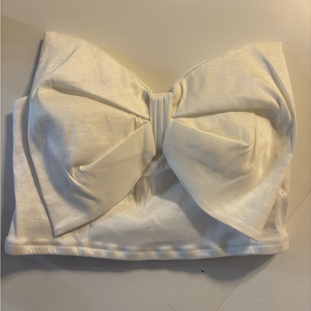 Elegant White Bow Tube Top